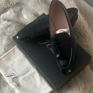 J. Crew Black Academy Penny Leather Loafers in US Sz 8.5